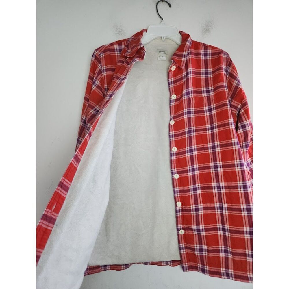 L.L.Bean Women Red Blue Plaid Fleece Lined Flannel Shacket (Jacket/Shirt) Medium - Picture 6 of 11